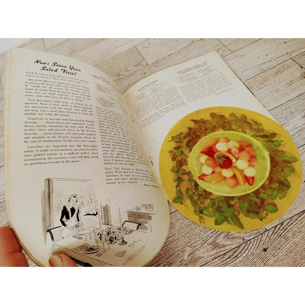 1939 Mazola Salad Bowl‎ COOKBOOK Booklet Die Cut Shape Cutout Vtg Recipes